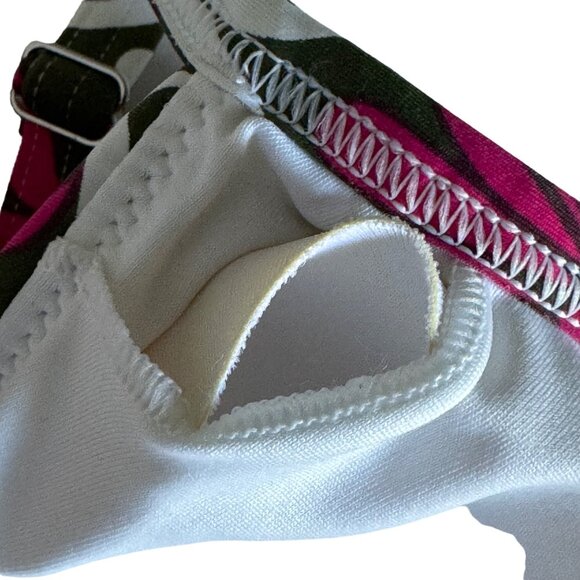 Lands End Floral Deco Tankini Top 10 Azalea Pink White Swirl Print Removable Cup - Picture 12 of 16